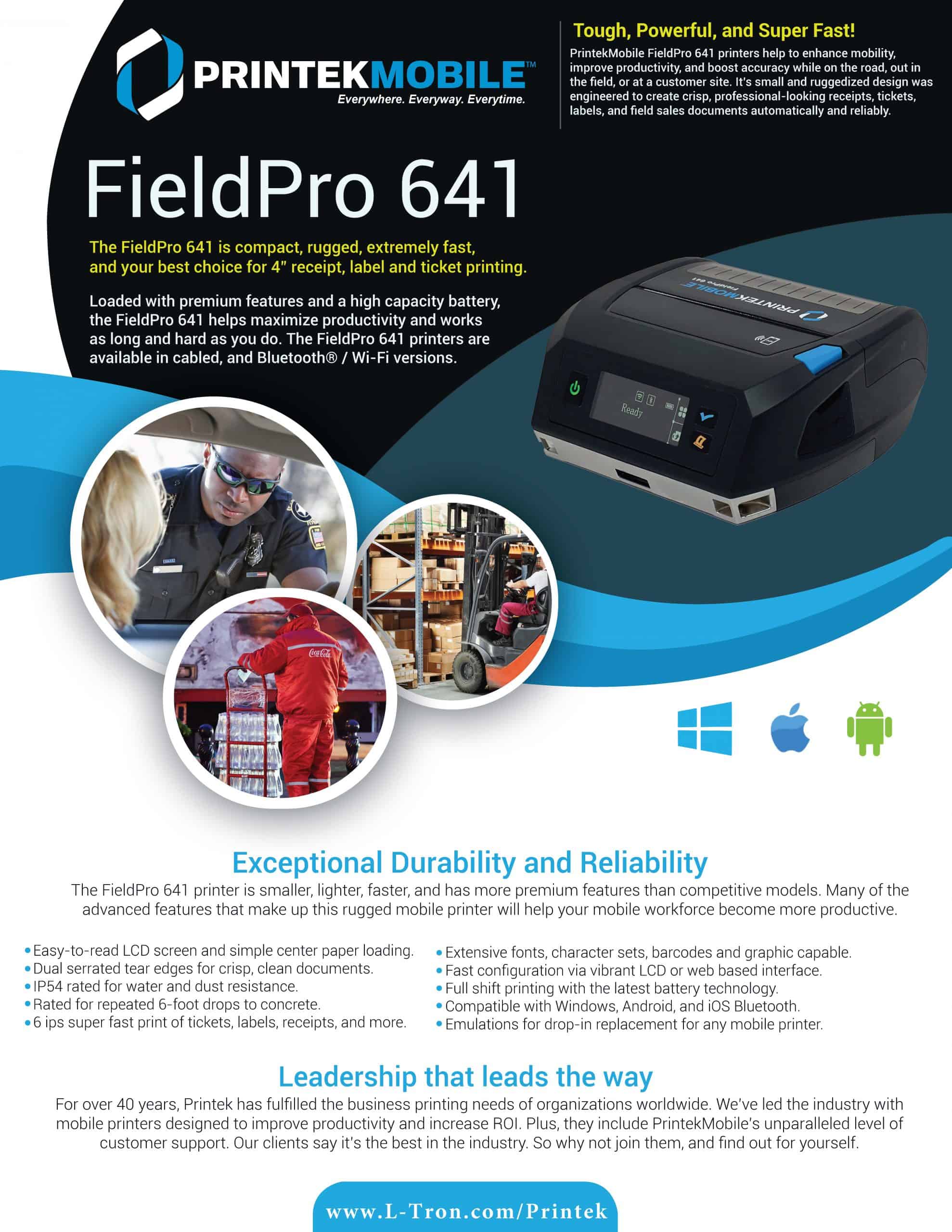 L-Tron Resources | Printek FieldPro 641 Data Sheet